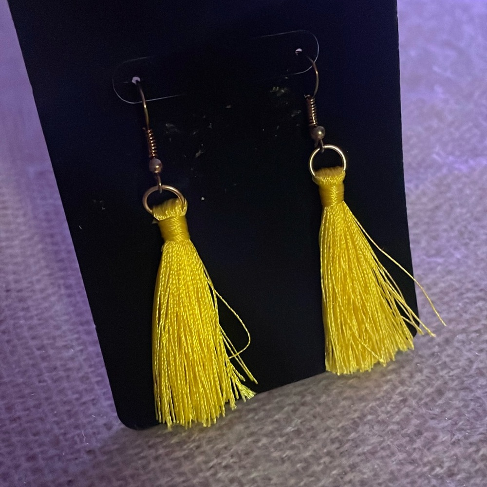 Yellow tassel earrings